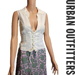 Urban Outfitters Sleeveless Lace Up Top NWT White Med Spots on Back